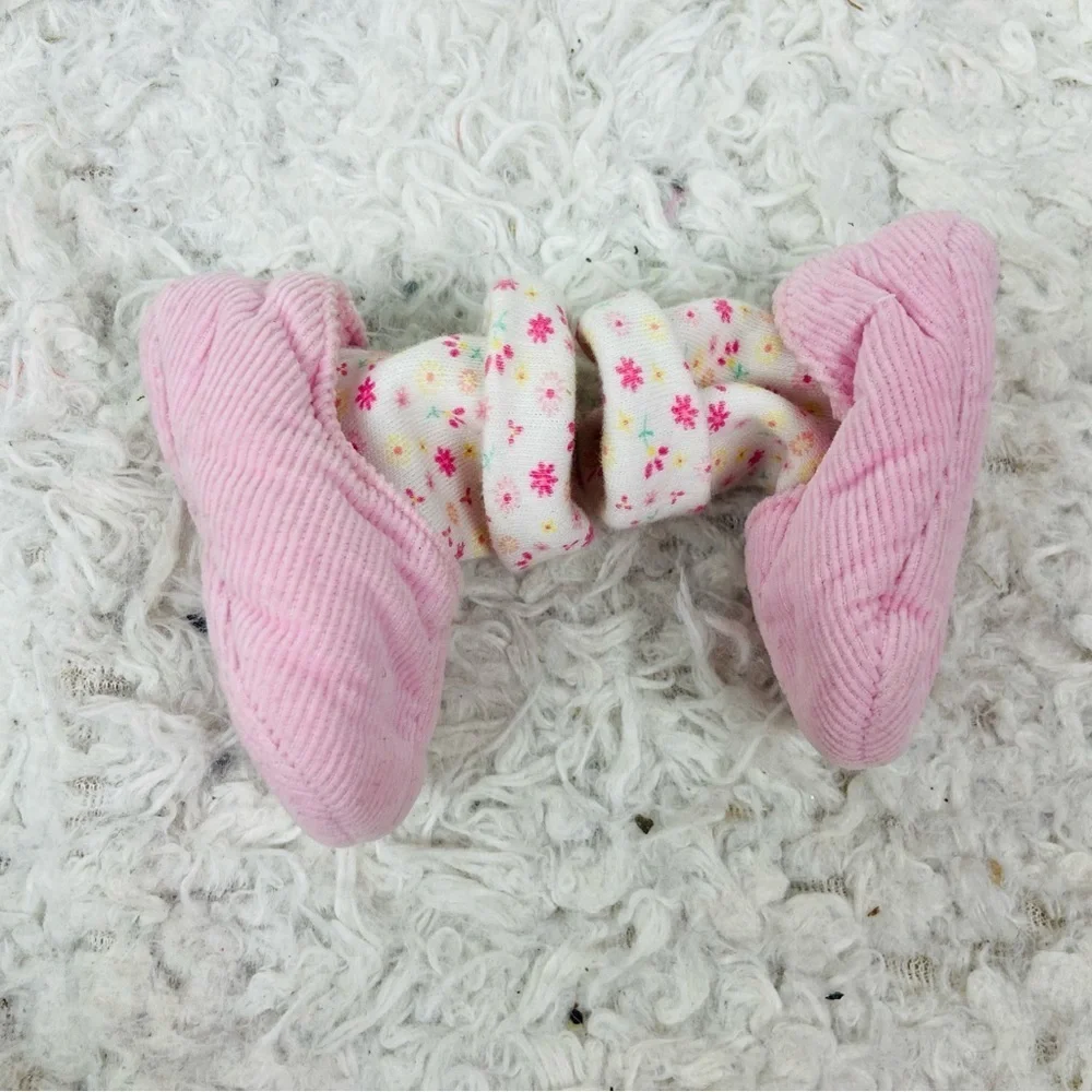 Pink corduroy Baby floral Booties size 0-6 months